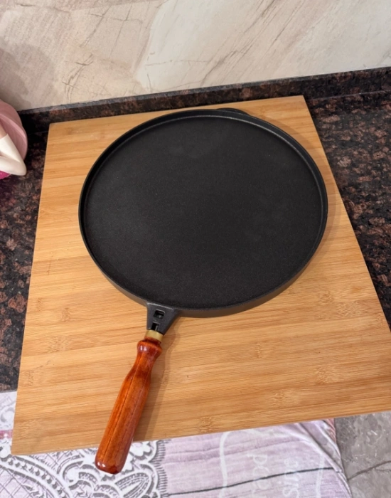 Chefiora Marka Döküm Titanyum Kaplama Bazlama Gözleme Tavası Çift Taraflı Vernik Saplı 36 Cm