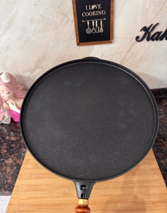 Chefiora Marka Döküm Titanyum Kaplama Bazlama Gözleme Tavası Çift Taraflı Vernik Saplı 36 Cm