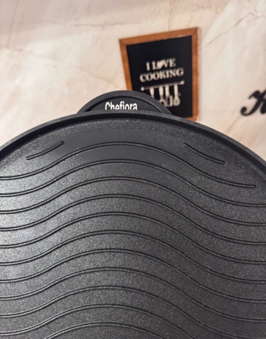 Chefiora Marka Döküm Titanyum Kaplama Bazlama Gözleme Tavası Çift Taraflı Vernik Saplı 36 Cm