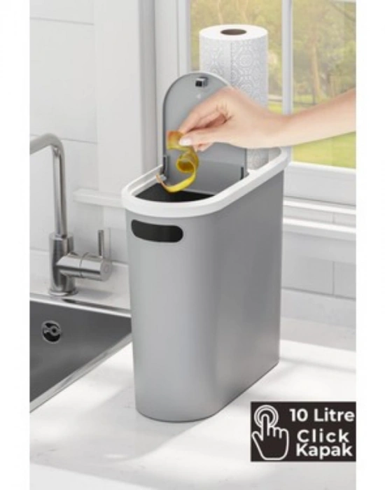 LV. Gri Kups Çöp Kovası 10 Litre Klipsli LV325