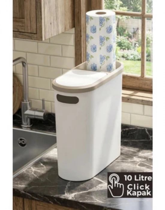 LV. Beyaz Kups Çöp Kovası 10 Litre Klipsli LV325