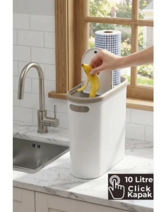 LV. Beyaz Kups Çöp Kovası 10 Litre Klipsli LV325