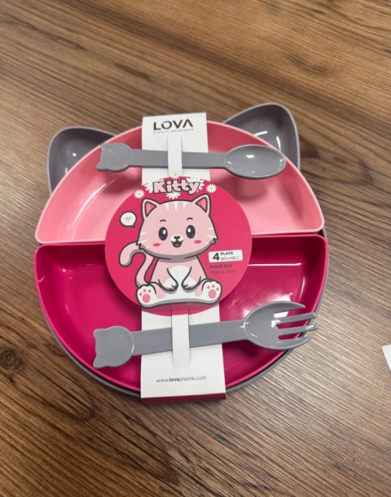 LV. KİTTY Kız Model 4 Bölmeli Mama Seti 7 Parça
