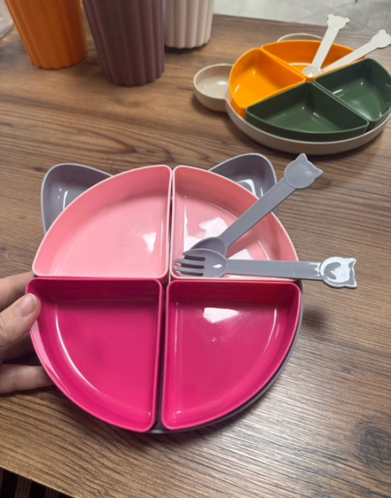 LV. KİTTY Kız Model 4 Bölmeli Mama Seti 7 Parça