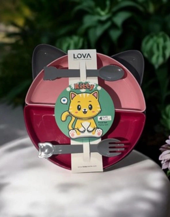 LV. KİTTY Kız Model 4 Bölmeli Mama Seti 7 Parça