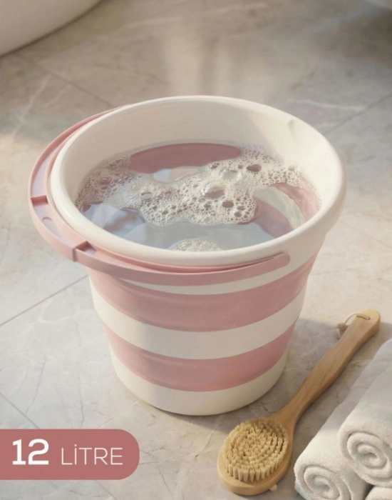 Brns Katlanır Kova 12 Litre PEMBE