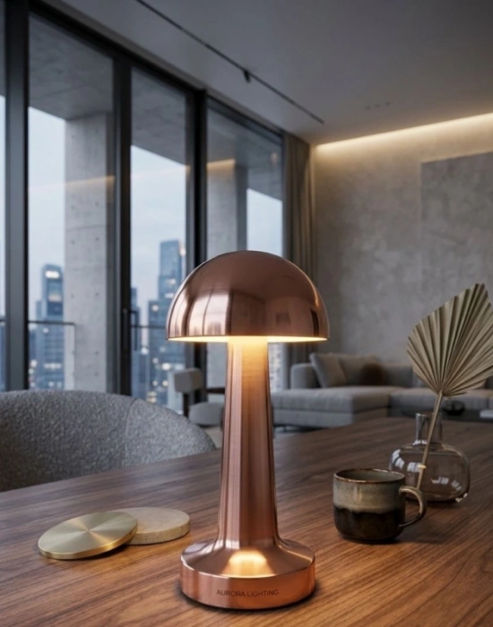 Ç. Bakır Rose Gold Mantar Lamba Gece Lambası