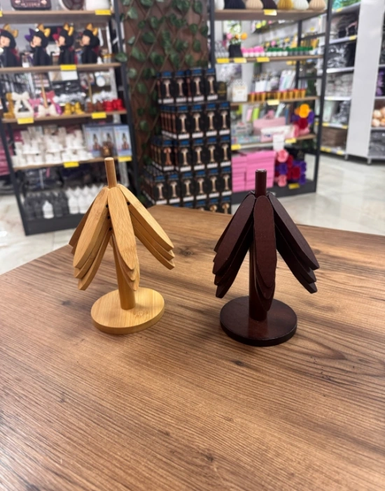 Ç. Akasya 3Lü Standlı Katlanır Ahşap Bambu Nihale