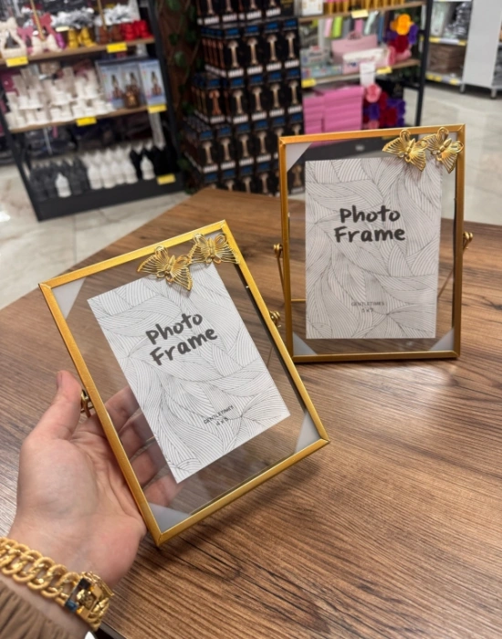 Ç. Küçük Boy Metal Kelebek Detaylı Çerçeve 4 x 6 CM