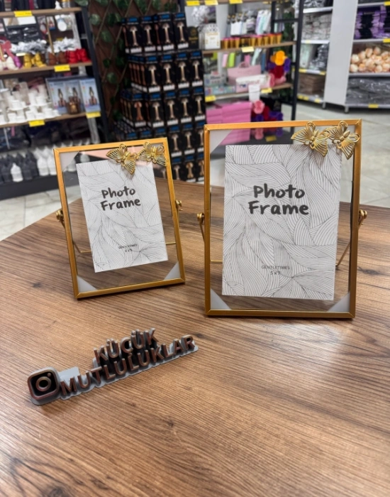 Ç. Küçük Boy Metal Kelebek Detaylı Çerçeve 4 x 6 CM