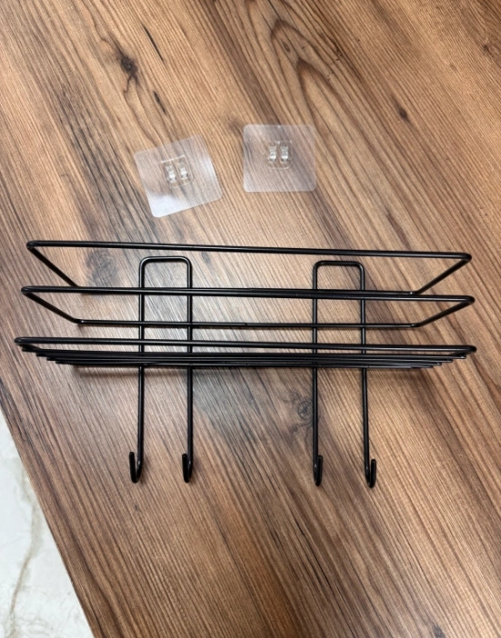 Ç. Kancalı Çok Amaçlı MetaL Askı  Şampuanlık Siyah