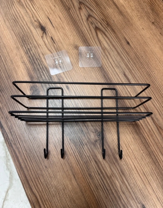 Ç. Kancalı Çok Amaçlı MetaL Askı  Şampuanlık Siyah