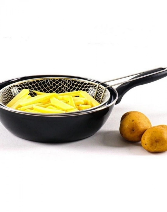 L. Emaye Wok Kızartma Tava Kızartma Tel Hediyeli 28 Cm