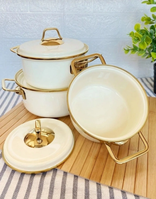 L. Emaye Mini Tencere Takımı 14 16 18 Cm