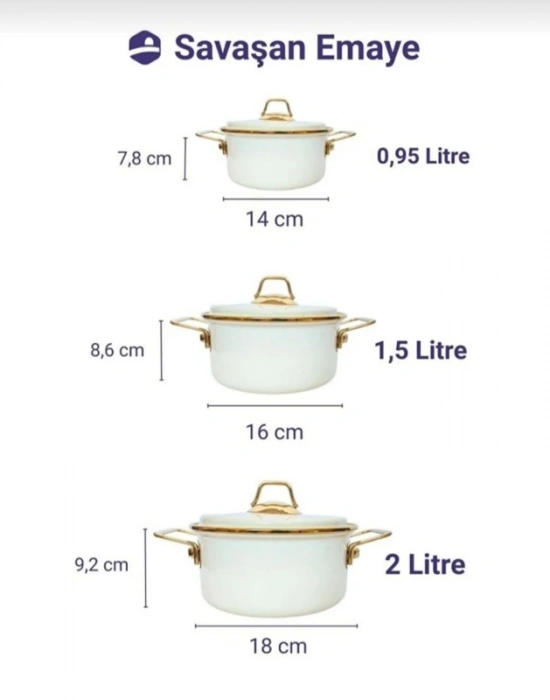 L. Emaye Mini Tencere Takımı 14 16 18 Cm