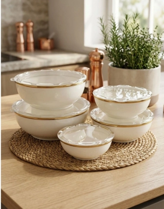 L. Emaye 5li Saklama Kabı Set 12 14 16 18 20 Cm
