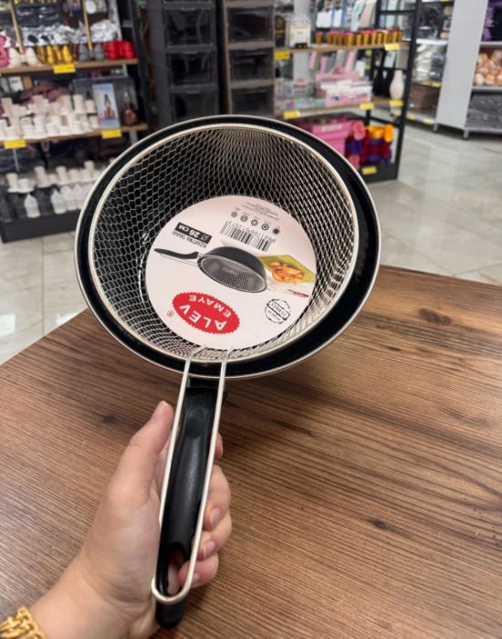 L. Emaye Wok Kızartma Tava Kızartma Tel Hediyeli 28 Cm