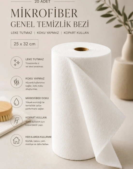 Miss Mikrofiber Rulo Bez Beyaz