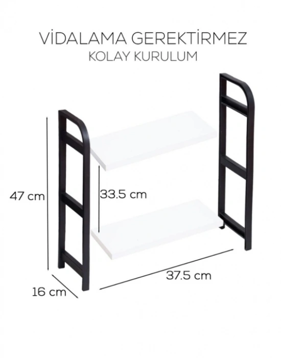 2 Katlı Dekoratif Mutfak Banyo Rafı Karma Renk