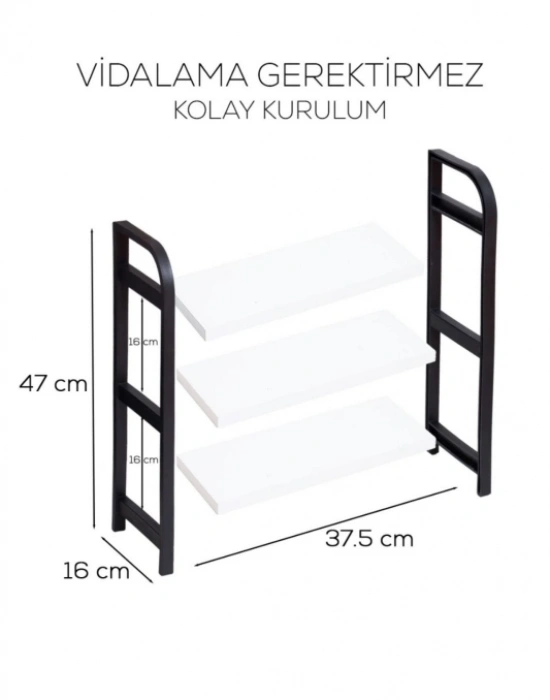 3 Katlı Dekoratif Mutfak Banyo Rafı Karma Renk