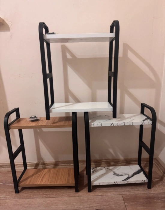2 Katlı Dekoratif Mutfak Banyo Rafı Karma Renk