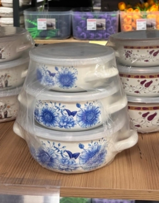 Emaye 3Lü Pişir ve Sakla Tencere Takımı