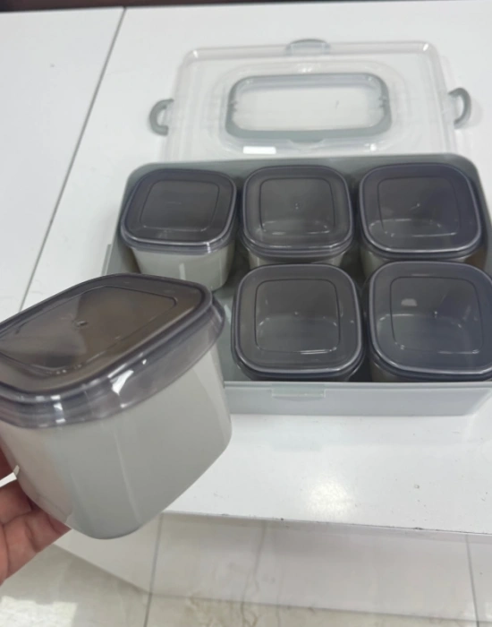 W. Taşıma Çantalı 6Lı Kapaklı Saklama Kabı Piknik Kutusu