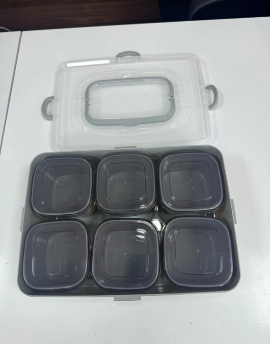 W. Taşıma Çantalı 6Lı Kapaklı Saklama Kabı Piknik Kutusu