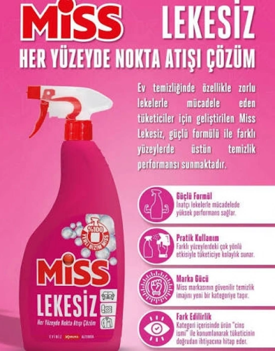 Miss Lekesiz Leke Çıkarıcı Sprey  Her Yüze Uygun 750 ML