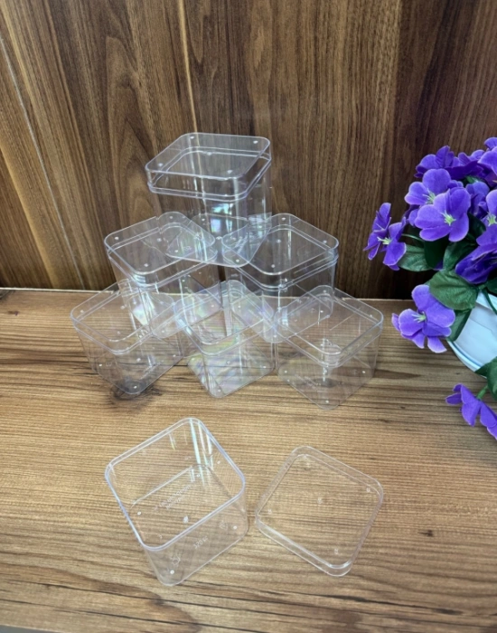 Sert Mika Plastik 6lı Kare Tiramisu Cup 250 cc  Şeffaf Kapaklı Sunum Kabı Tatlı & Meze ve Salata Kap