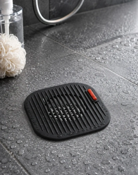 CT. Süzgeçli Lavabo Gider Koruyucu Mat Gri 11.5 x 11.5 cm