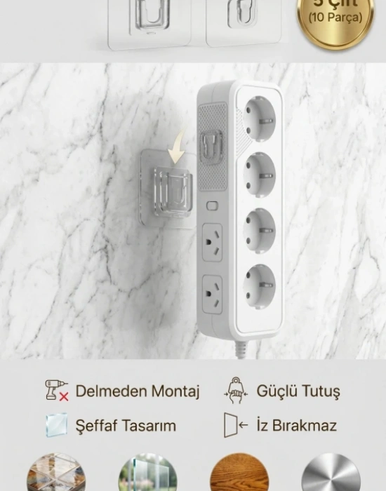 CT. Geçmeli Klips Eşya Sabitleme Askısı 5 Set