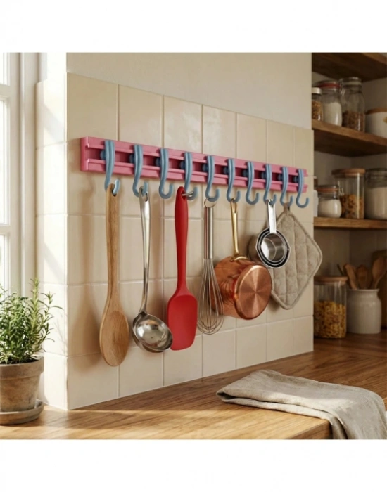 CT. 10 Kancalı Raylı Mutfak ve Banyo Düzenleyici Askı 30 cm