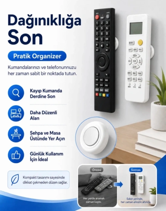 CT. Mıknatıslı Çok Amaçlı Kumanda Telefon Tutucu 2 Adet