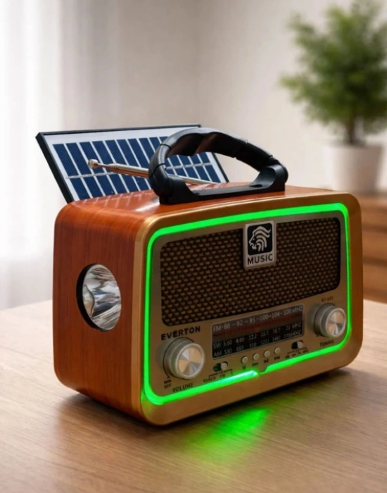 Everton Radyo Güneş Panelli Işıklı Nostaljik Radio RT-717