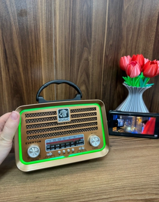 Everton Radyo Güneş Panelli Işıklı Nostaljik Radio RT-717