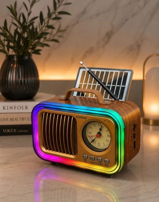 Everton Radyo Saatli Led Işıklı Güneş Panelli Nostaljik Radio RT-711