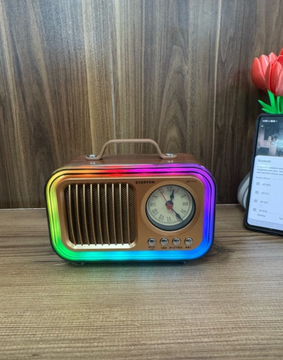 Everton Radyo Saatli Led Işıklı Güneş Panelli Nostaljik Radio RT-711