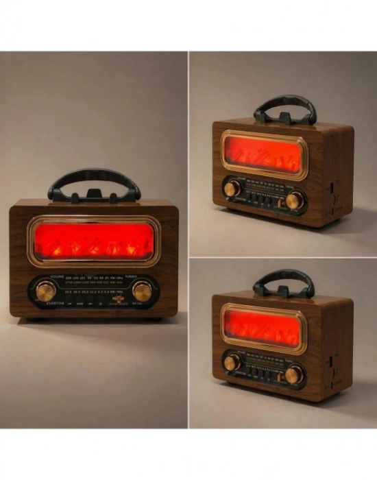 Everton Radyo Şömineli Orta Boy Nostaljik Radio Şarjlı 20x13,5x10 RT-731