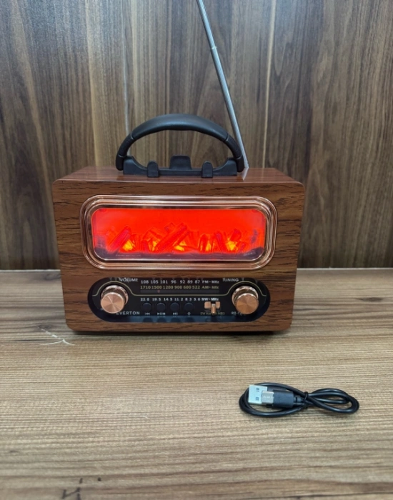 Everton Radyo Şömineli Orta Boy Nostaljik Radio Şarjlı 20x13,5x10 RT-731