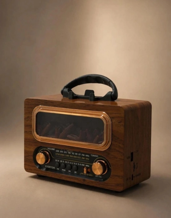 Everton Radyo Şömineli Orta Boy Nostaljik Radio Şarjlı 20x13,5x10 RT-731