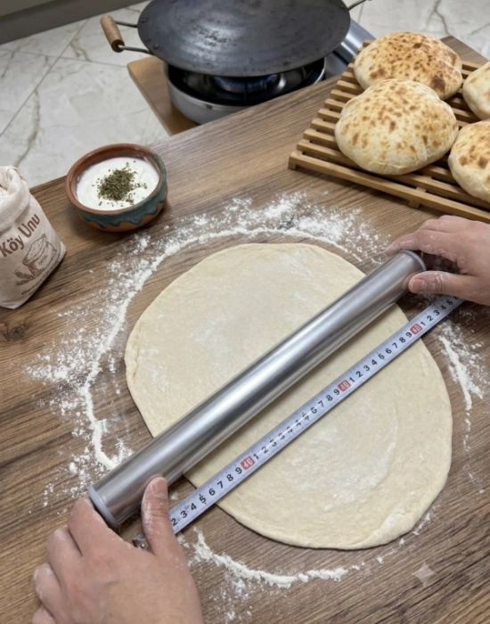 Alüminyum Oklava Profesyonel Hamur Açma Oklavası 40 Cm Bazlama Oklavası
