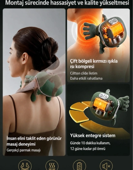 Ovmalı Isıtmalı Taşınabilir Masal Aleti Parmakla El Hissiyatı Veren Sarjlı Boyun Sırt Omuz Bacak Masaj Aleti