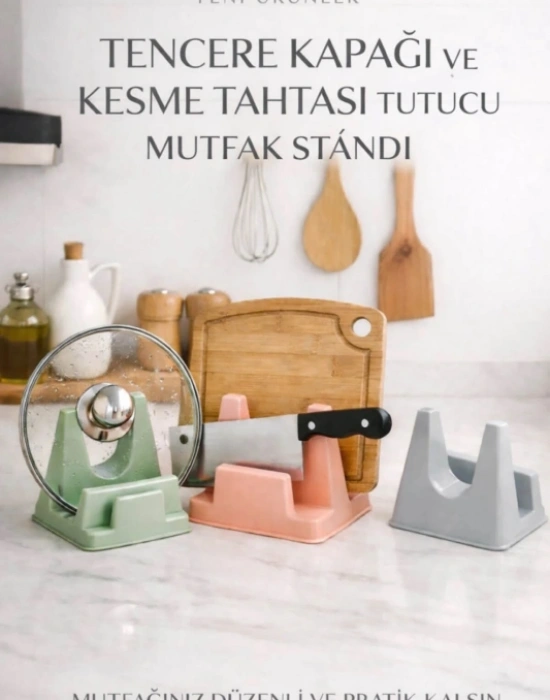 CT. TENCERE KAPAĞI VE KESME TAHTASI TUTUCU MUTFAK STANDI