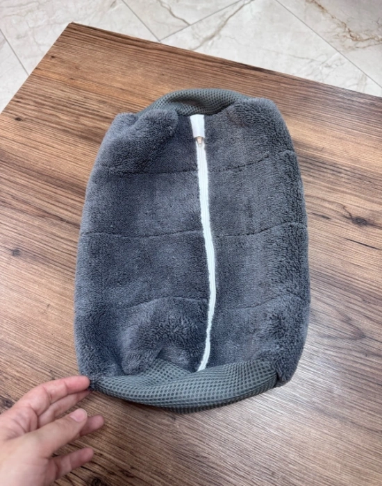 Miss Clean Ayakkabı Hurcu Gri Ayakkabı Yıkama Çantası Özel Mikrofiber Kumaş 600 gsm Fermuarlı Büyük Boy