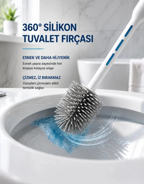V. Silikon Tuvalet Fırçası Deterjan Hazneli Akıllı Seviye Göstergeli WC Temizlik Fırçası