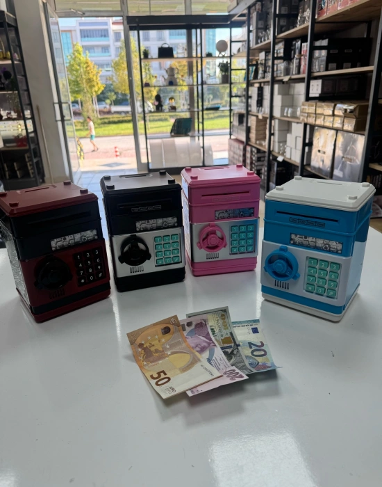V. Şifreli Otomatik Kağıt Para Alan Atm Kasa Kumbara Renkli