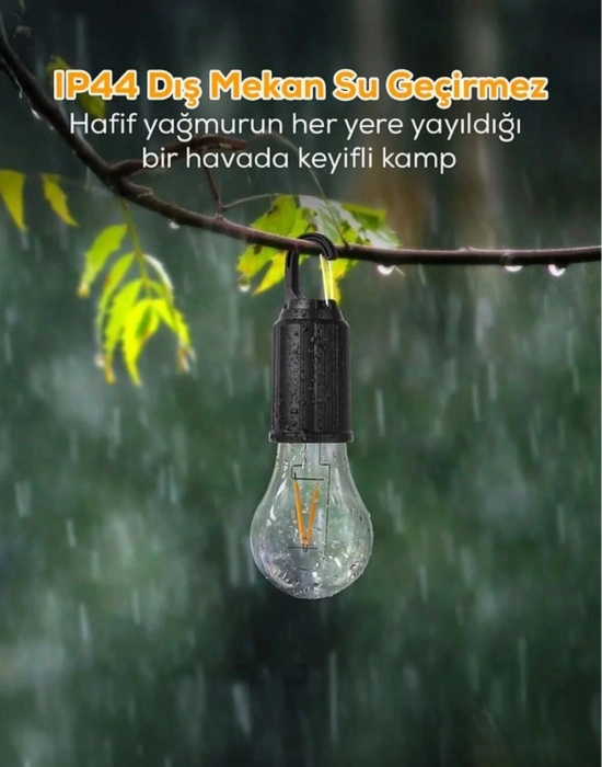 V. Ampul Şeklinde Şarjlı Lamba Elde Taşınabilir Ve Asılabilir Kamp Feneri - Çadır, Piknik Ve Doğa Için Ideal