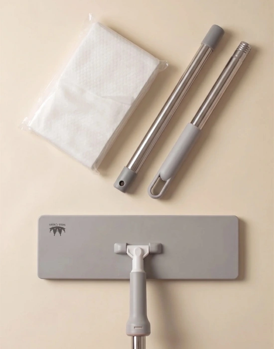 MİSS CLEAN ( 8 Adet Yedek Bezli ) 32 Cm Büyük Boy Tüm Bezlere Uyumlu Click Mop Kendinden Sıkıştırmalı Paspas