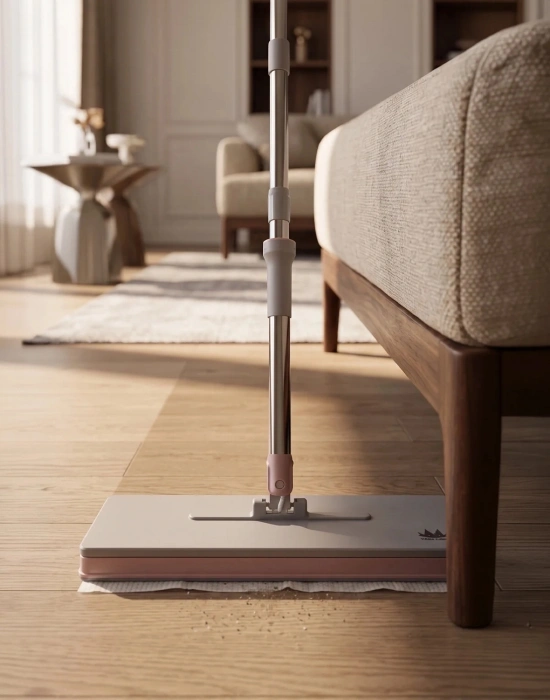 MİSS CLEAN ( 8 Adet Yedek Bezli ) 32 Cm Büyük Boy Tüm Bezlere Uyumlu Click Mop Kendinden Sıkıştırmalı Paspas